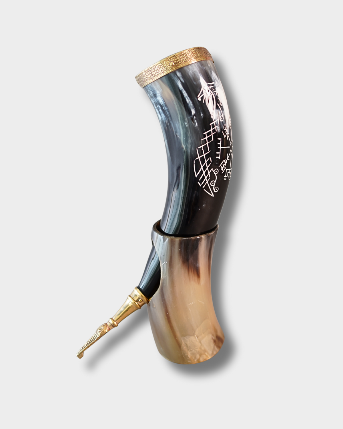 Handcrafted Viking Horn with Stand,