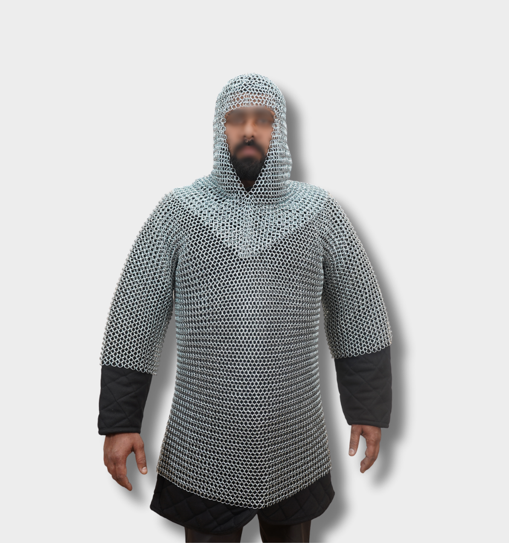 Handmade Chainmail Half Sleeve Shirt with Coif