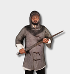 Handmade Black Chainmail Half Sleeve Shirt with Coif