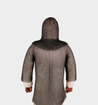 Handmade Black Chainmail Half Sleeve Shirt with Coif