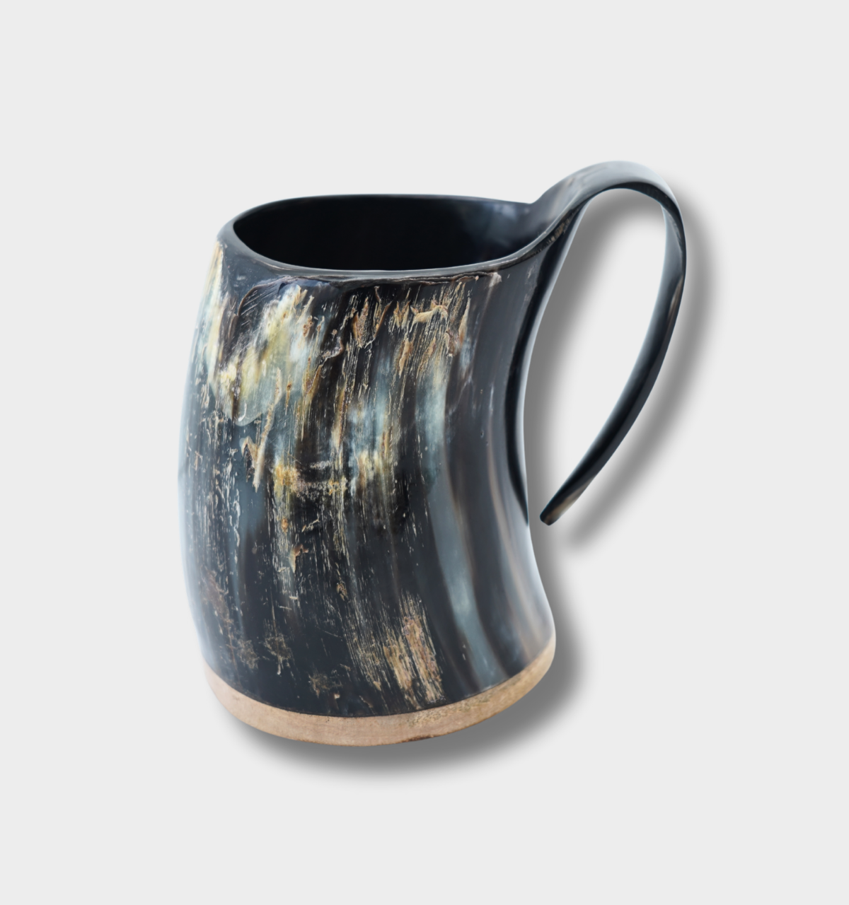 Handcrafted Viking Horn Mug | Natural Ox Horn Tankard for Mead, Ale & Beer