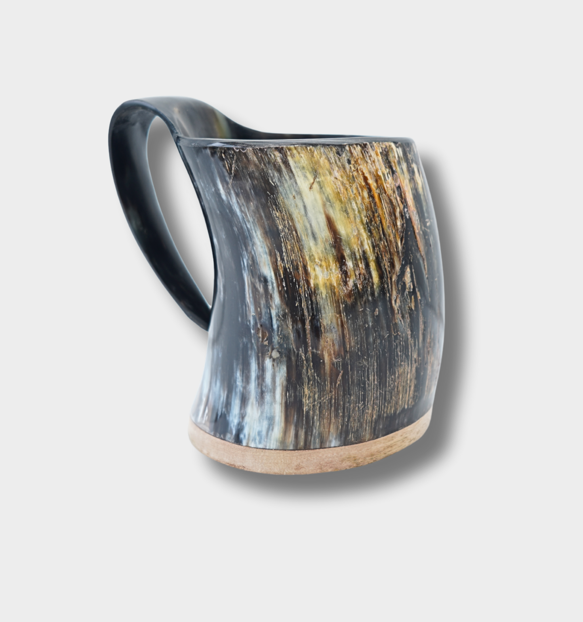Handcrafted Viking Horn Mug | Natural Ox Horn Tankard for Mead, Ale & Beer