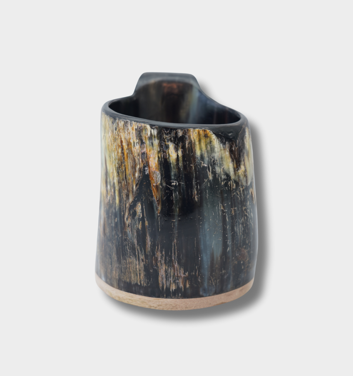 Handcrafted Viking Horn Mug | Natural Ox Horn Tankard for Mead, Ale & Beer