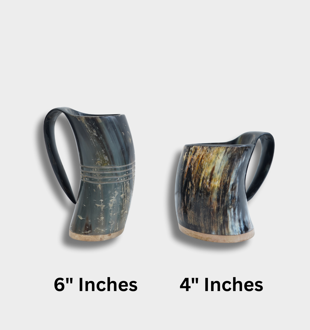 Handcrafted Viking Horn Mug 6 Inch | Natural Ox Horn Tankard for Mead, Ale & Beer