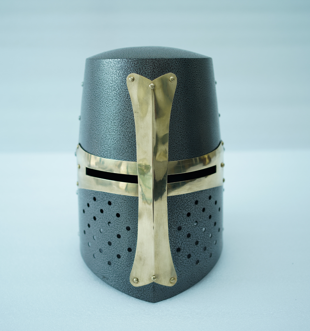 Medieval Crusader Helmet | Antique Grey Finish Knight Armor