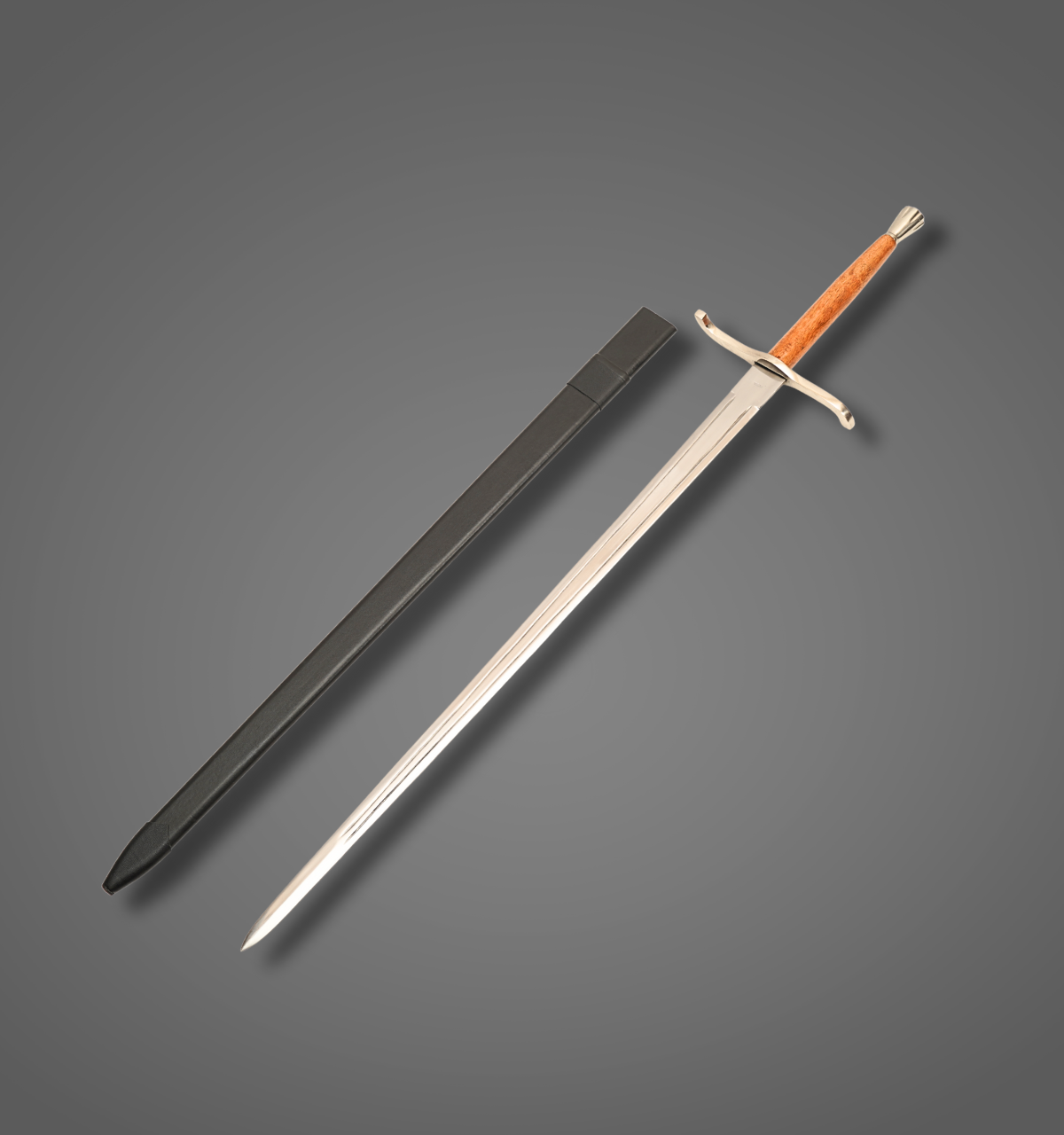Hand-Forged Medieval Sword Replica | High Carbon Steel Knight’s Arming Sword with Leather Scabbard