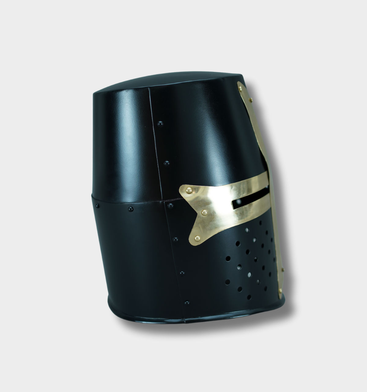 Crusader Great Helmet –  Steel & Brass – Medieval Helmet