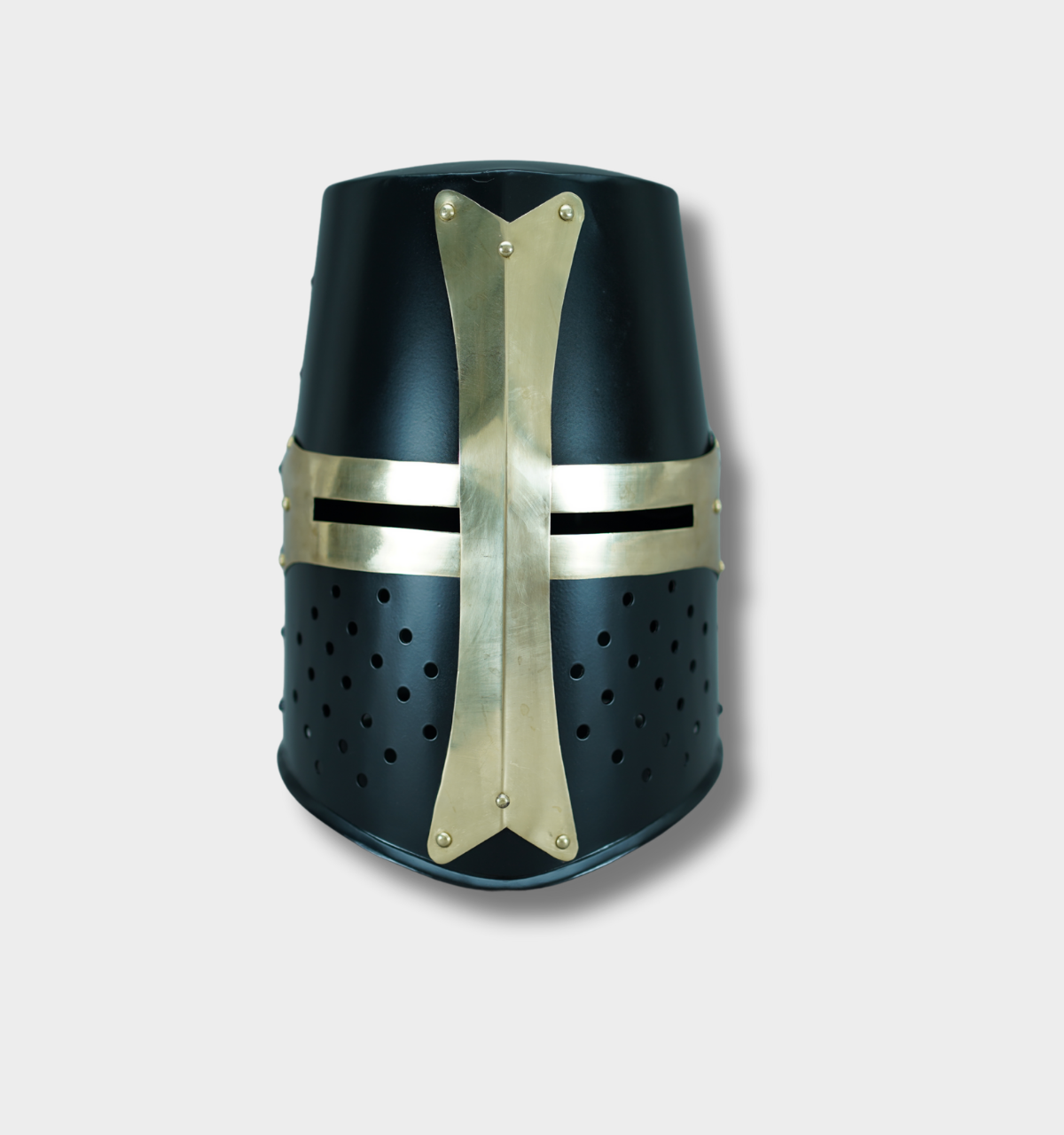 Crusader Great Helmet –  Steel & Brass – Medieval Helmet