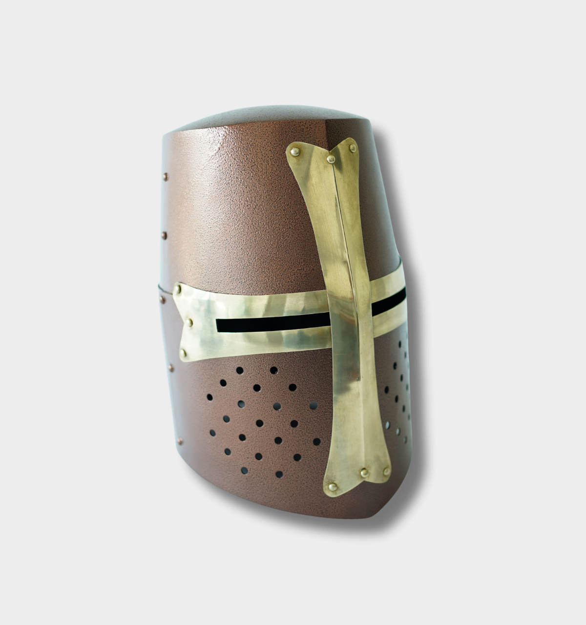 Crusader Great Helmet –  Steel & Brass – Medieval Helmet