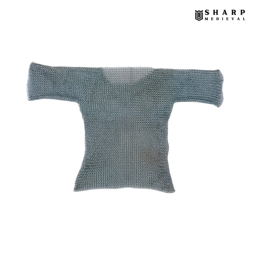 Butted Ring Chainmail Haubergeon – 9mm Round Mild Steel, 16 Gauge, Half Sleeve