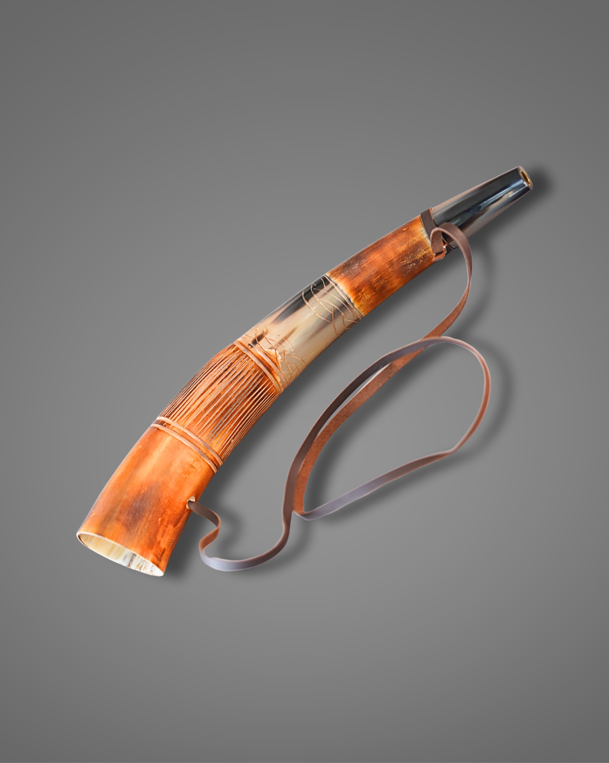 Handcrafted Viking Horn With Leather Strip