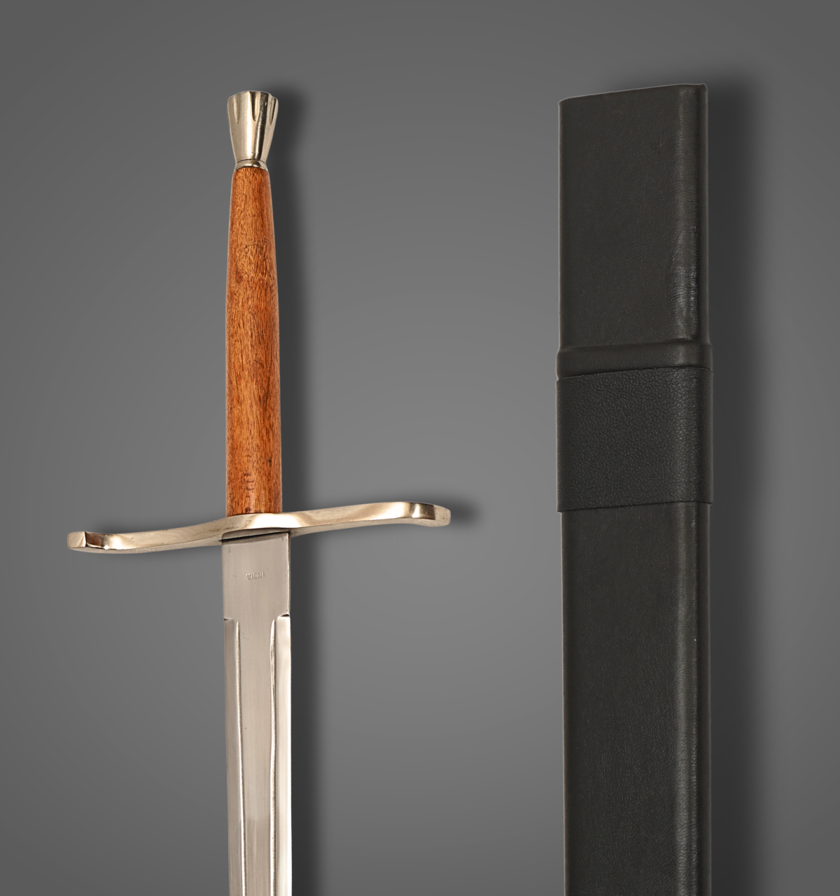 Hand-Forged Medieval Sword Replica | High Carbon Steel Knight’s Arming Sword with Leather Scabbard