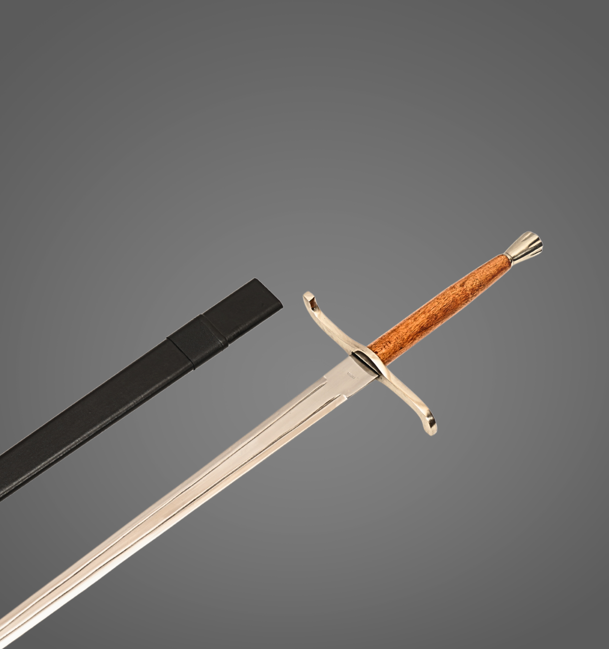 Hand-Forged Medieval Sword Replica | High Carbon Steel Knight’s Arming Sword with Leather Scabbard