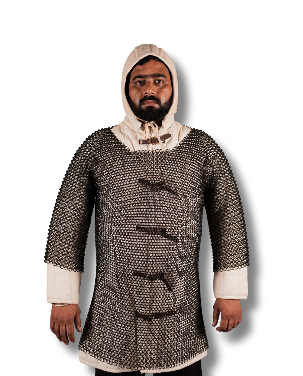 Butted Ring Chainmail Haubergeon – 9mm Round Mild Steel, 16 Gauge, Half Sleeve