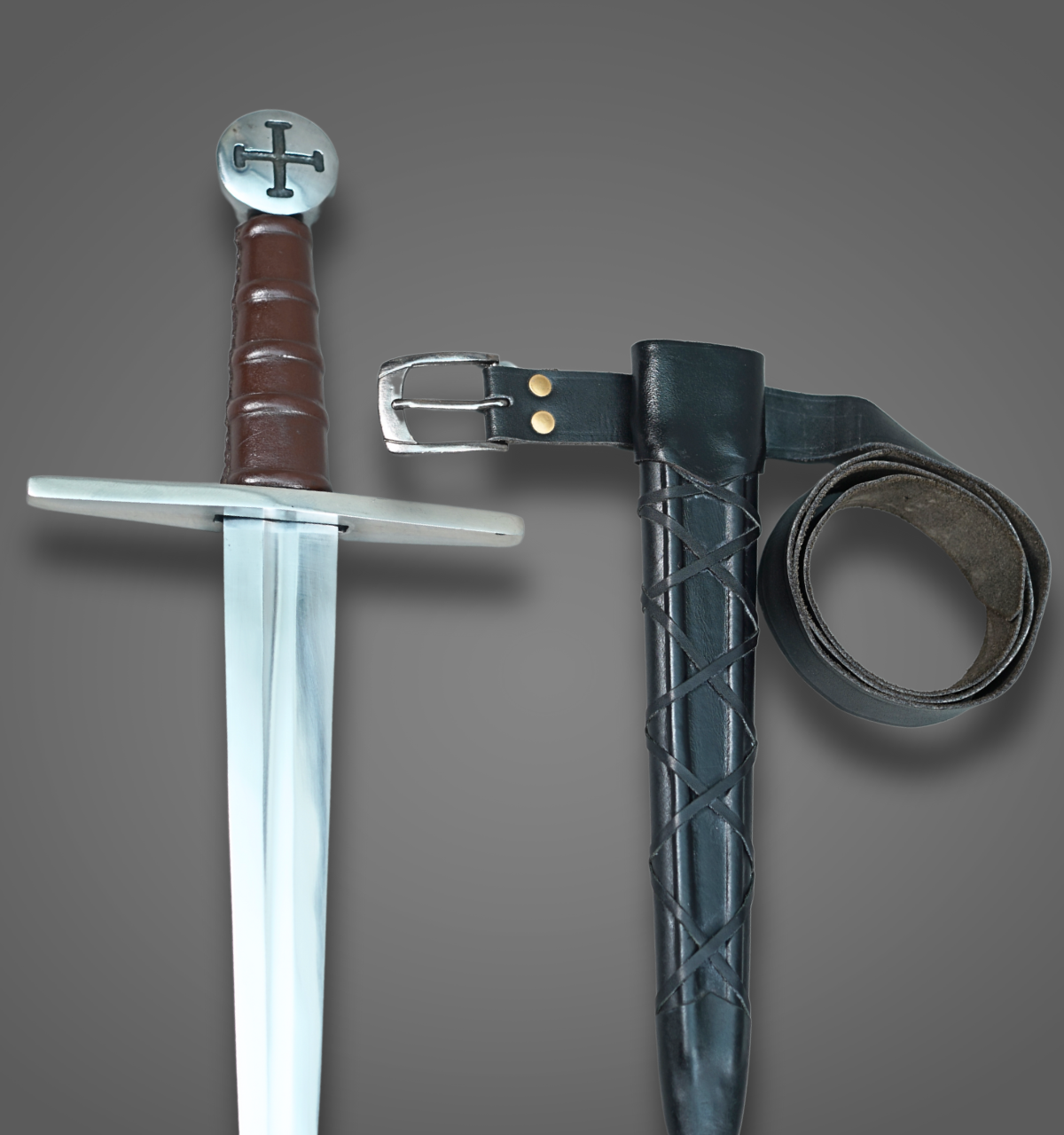 Medieval Knight Sword Replica | Hand-Forged High Carbon Steel Longsword with Scabbard