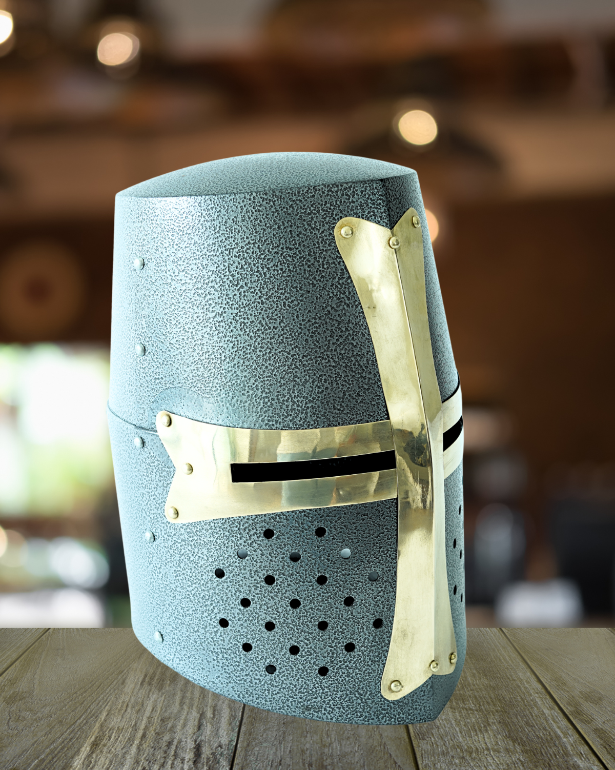 Medieval Crusader Helmet | Antique Grey Finish Knight Armor