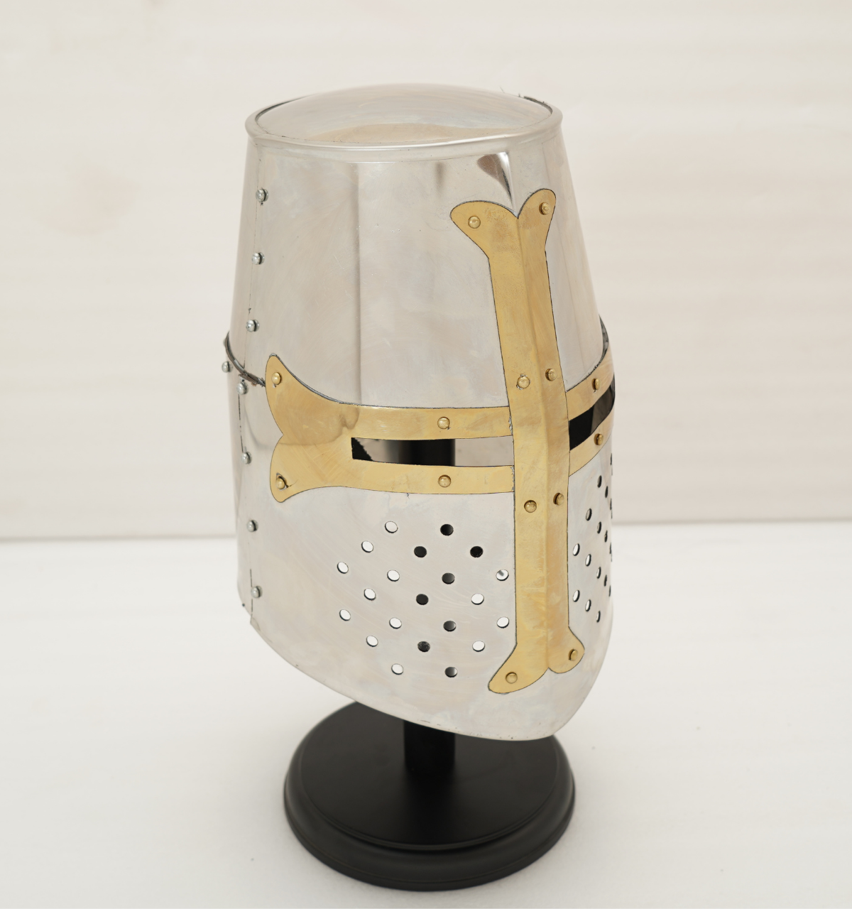 Brass Crusader Great Helmet – Stainless Steel Silver Medieval Helmet