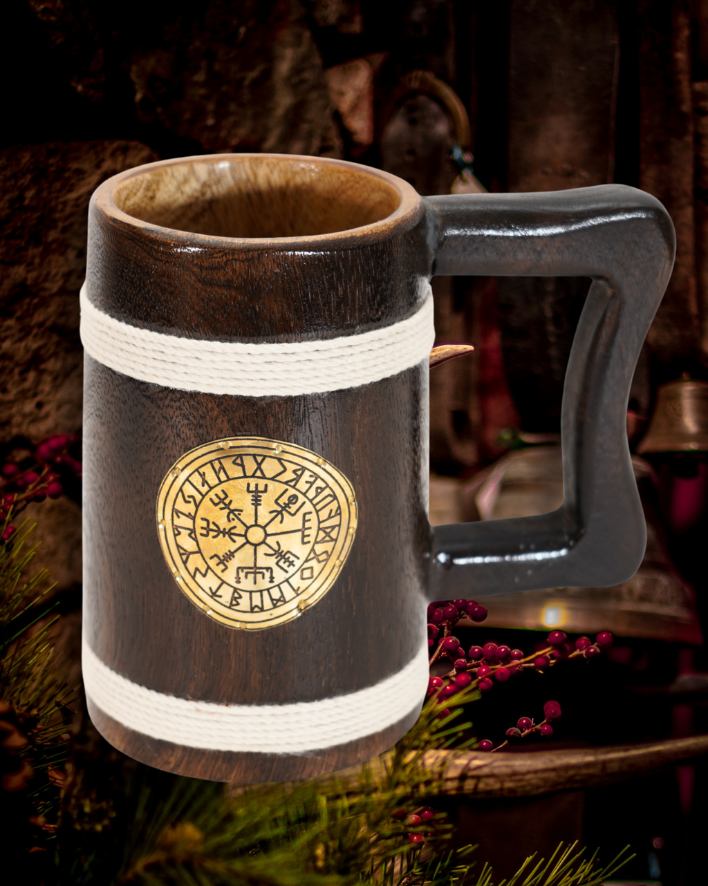 The Dark One – Wooden Horn Beer Mug