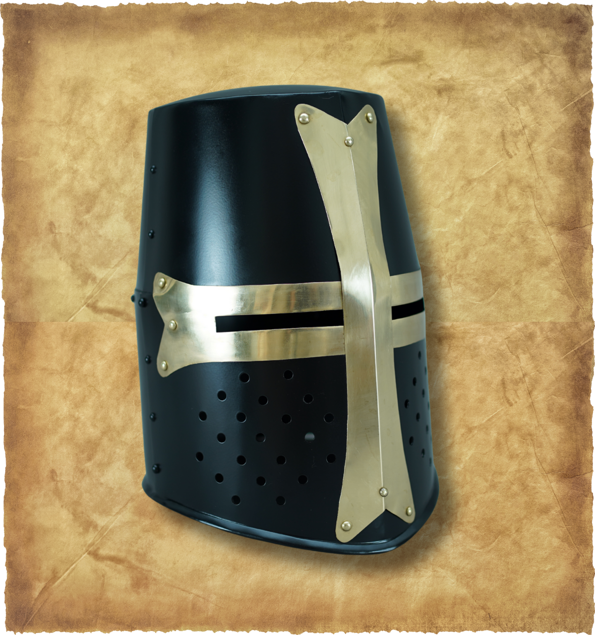 Crusader Great Helmet –  Steel & Brass – Medieval Helmet