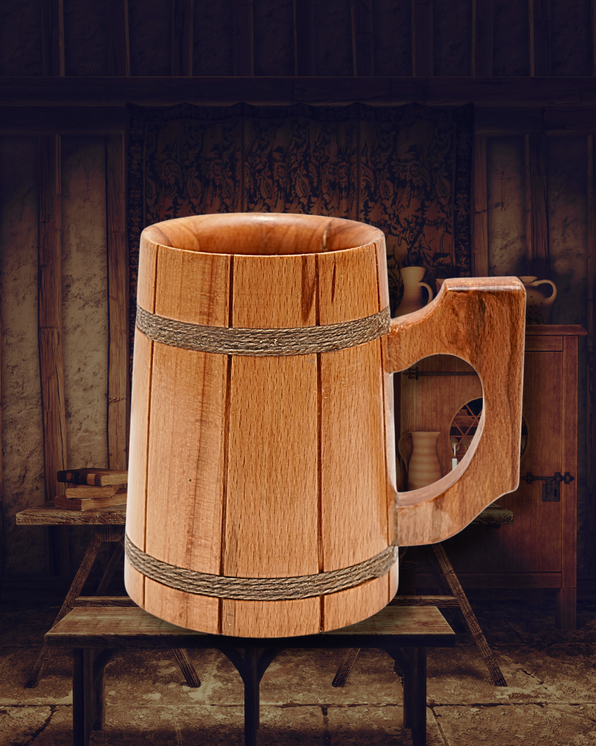 Raven’s Call – Wooden Horn Beer Mug